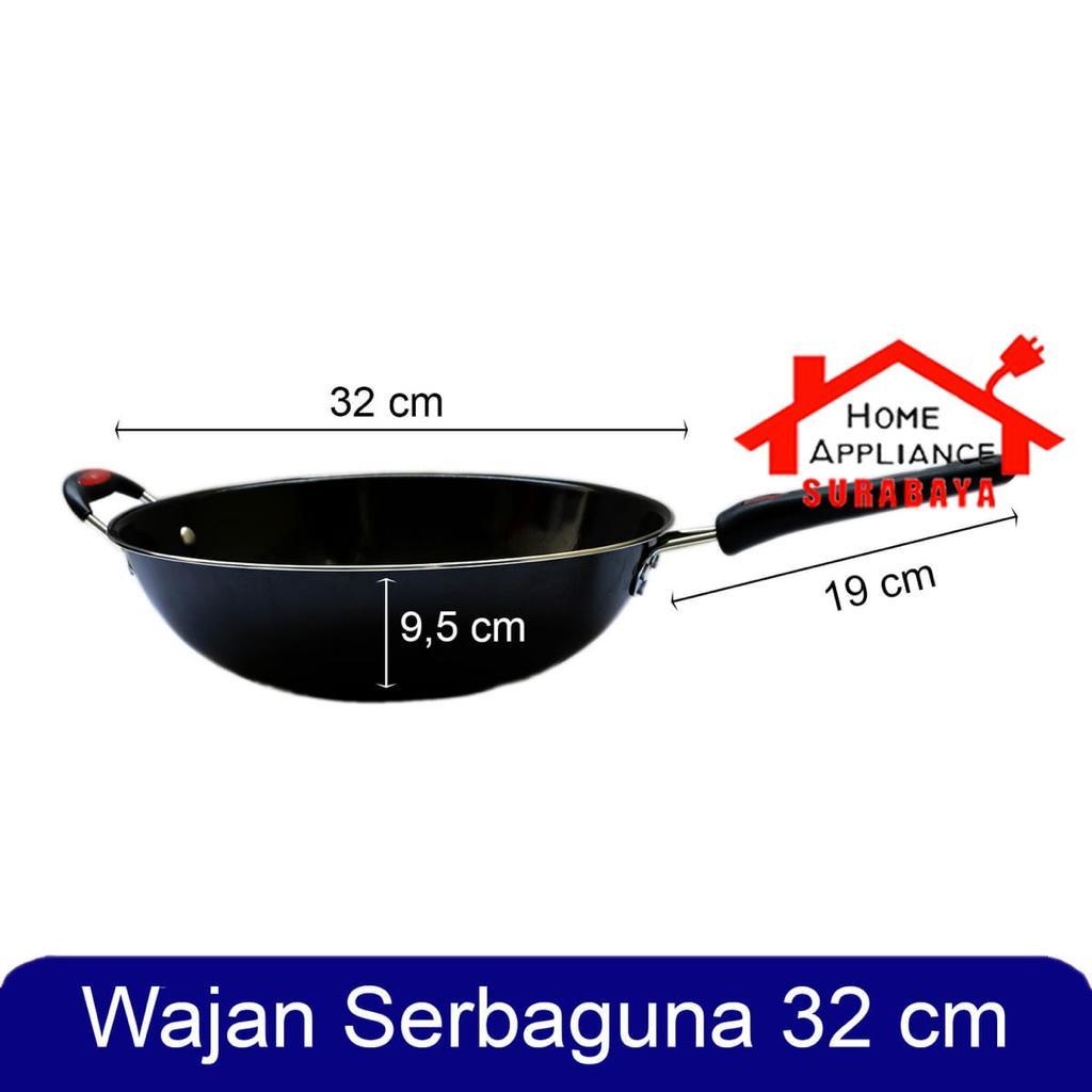 Panci Wajan Goreng - Wok Pan Penggorengan Gagang Panjang Enamel 32 CM GSF 1032 P / 1032P