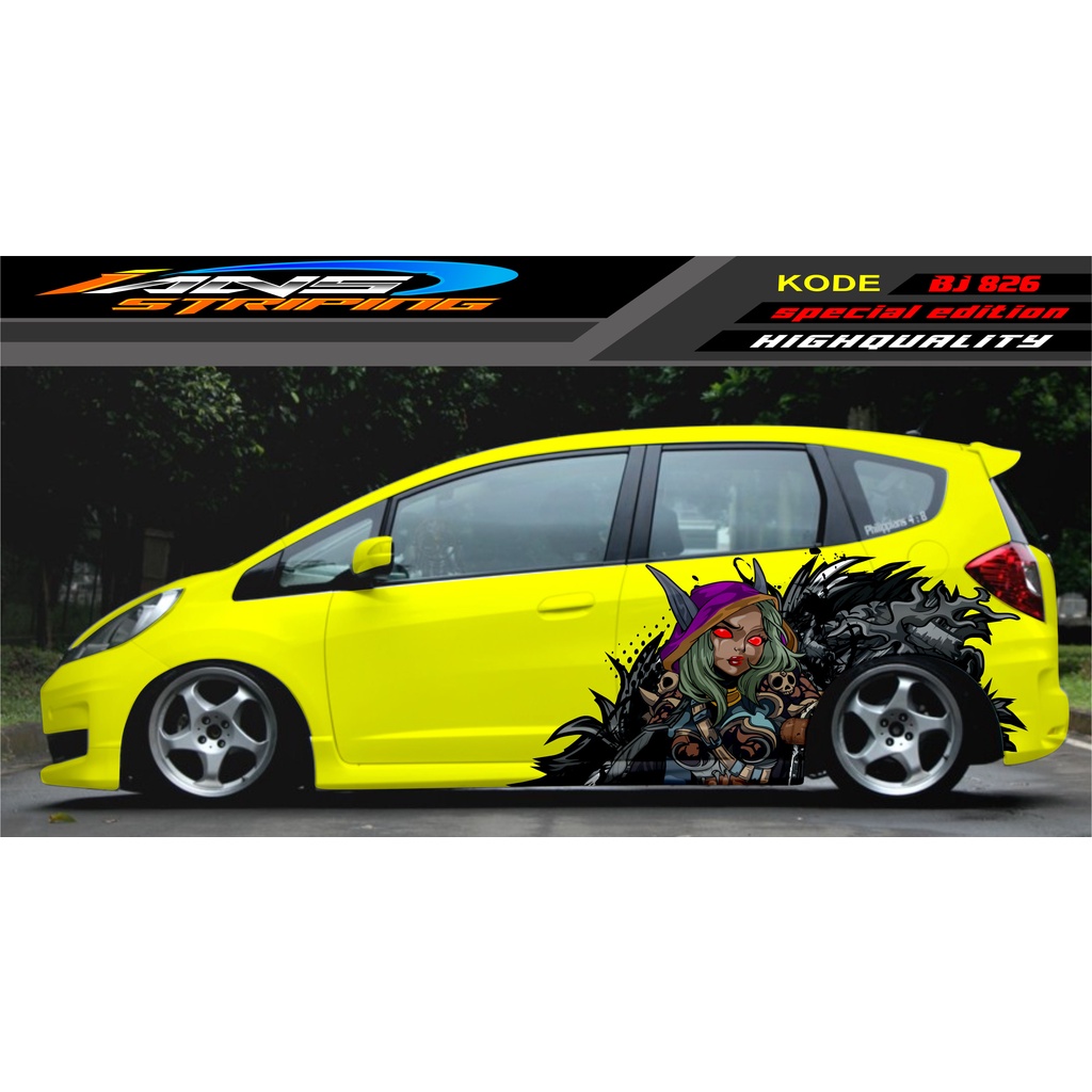 STICKER DECAL MOBIL HONDA JAZZ, SIGRA, YARIS, SWIFT / DECAL MOBIL / DECAL STICKER MOBIL ANIMASI