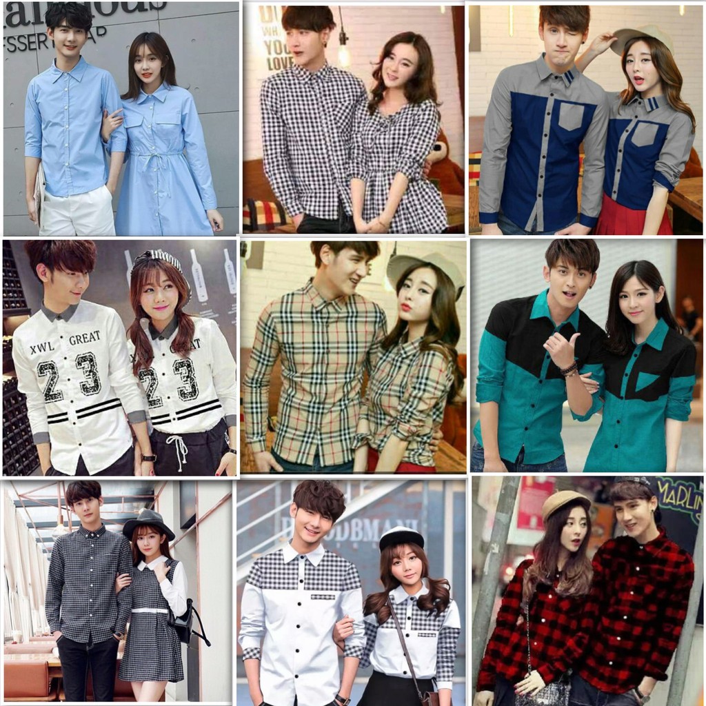 couple kemeja couple baju hem pasangan model terbaru mudah tebal berkualitas pria wanita murah