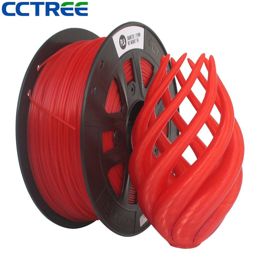 ST PLA CCTREE 3D PRINTER 1.75mm 1KG Filamen Filament Kualitas Bagus - Transparan Red