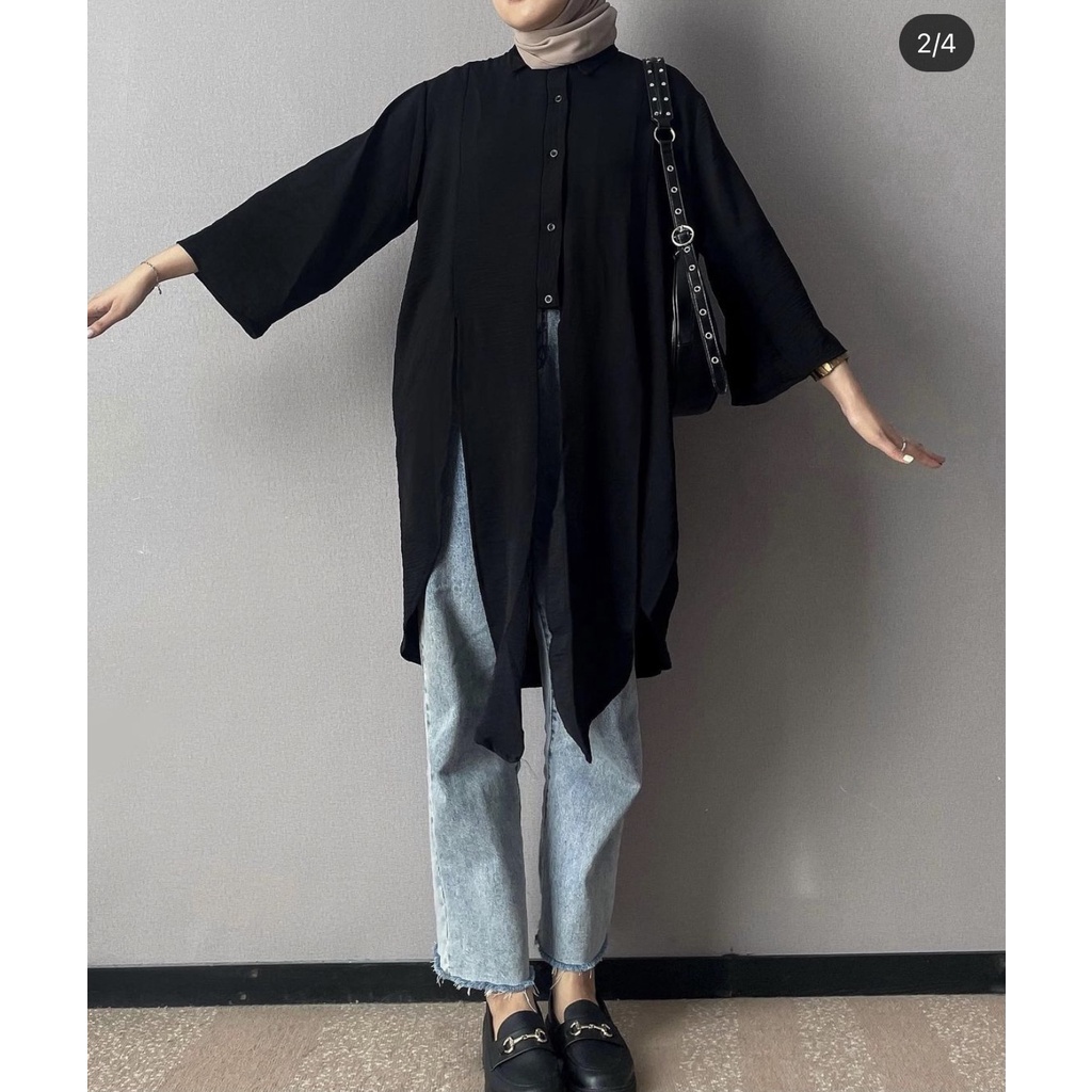 BEFAST - ZRX OOTD Tunik HYEWON / RIRA TUNIK CRINKLE / Tunik Wanita Muslim / Tunik Wanita Casual / Atasan Lengan Panjang / Fashion Wanita Hijab / Tunik Polos Formal / Terbaru 2022