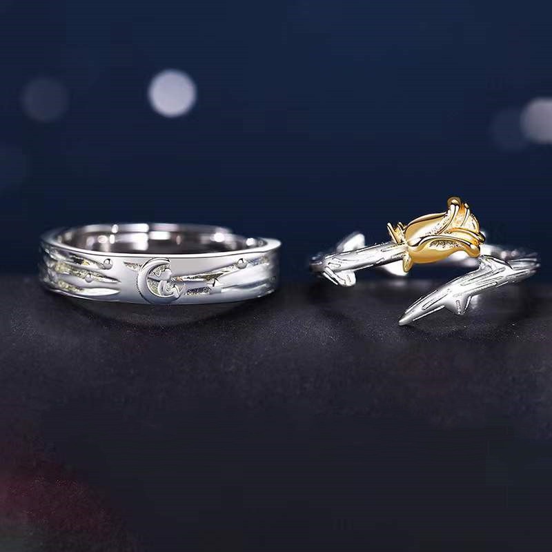 Cincin Model Terbuka Dapat Disesuaikan Desain Bunga Mawar Untuk Pria Dan Wanita