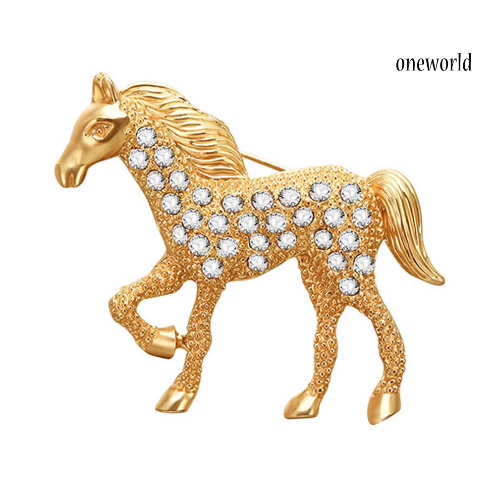 OW@ Men Women Rhinestone Inlaid Horse Brooch Pin Corsage Suit Cardigan Shawl Decor
