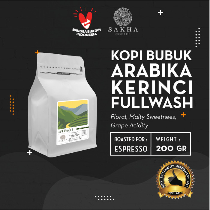 

Kopi Bubuk Arabika Kerinci Roast For Espresso 200 Gram - SAKHA COFFEE - KBAKER200