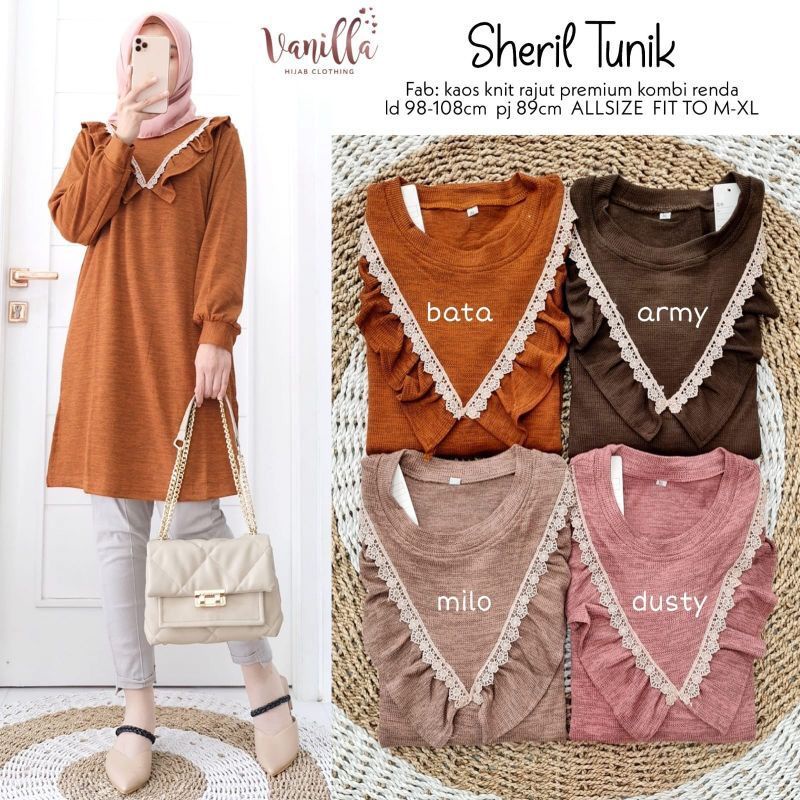 Sheril Tunik - Tunik Knit Rajut Premium Renda LD98+ Melar / R.5 -  282-6161