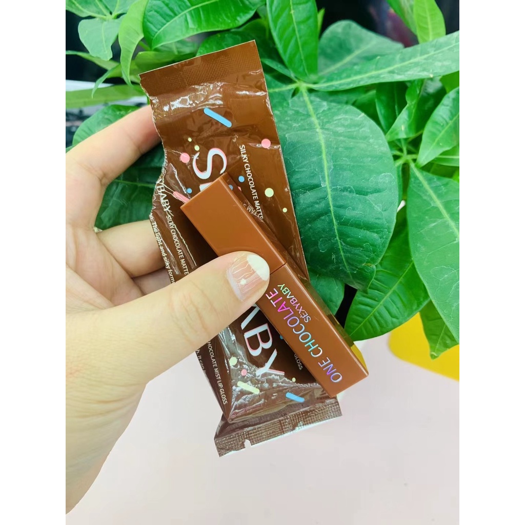 LUCKYMALL SEXYBEAUTY Beauty Glazed Chocolate Lipstick Matte Lip Moisturizing Gloss Longlasting Waterproof Cream Coklat