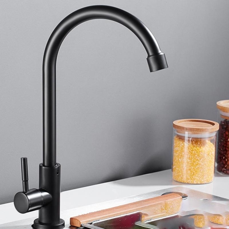 Tap Water Keran Air Wastafel Stainless Steel - Hitam