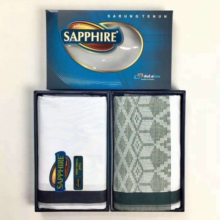 Sarung Wadimor Primer Natural Sarung Pria Perlengkapan Sholat  PJ827  Sapphire Putih Polos Tumpal