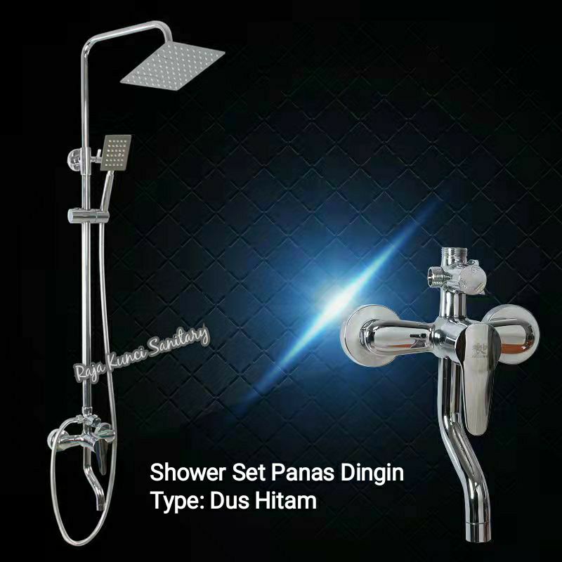 Shower Tiang Column Kotak Hitam Black/Shower Set Panas Dingin Stainless Chrome