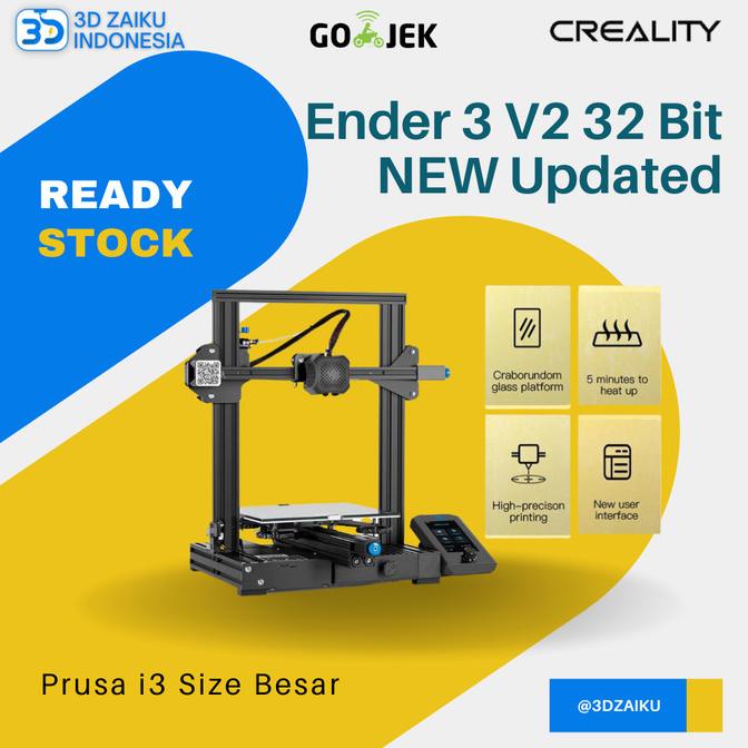 Creality Ender 3 V2 32 Bit NEW Updated 3D Printer Prusa i3 Size Besar