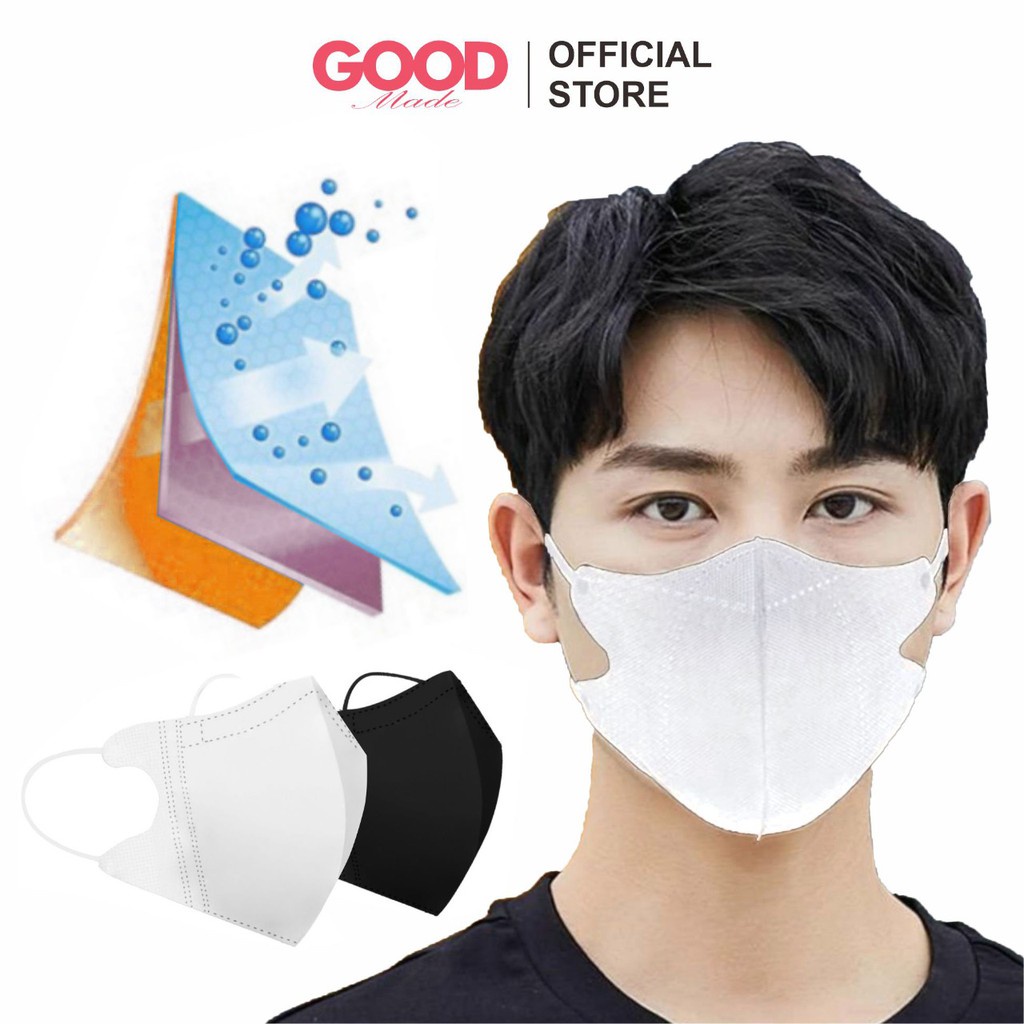 GOOD MADE - Masker KN95 Duckbill 3ply Dewasa Hitam Dan Putih Face Mask Earloop Efektif 95% Anti Virus | COD