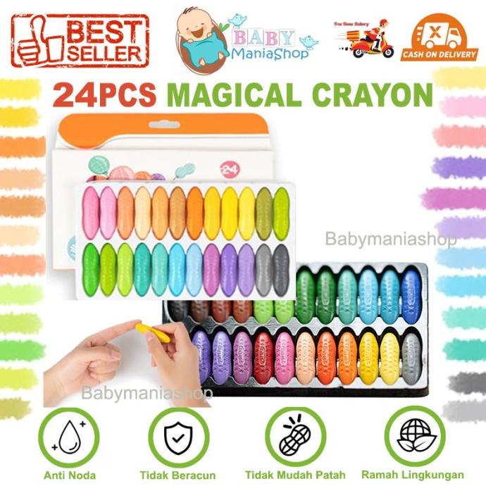 

Magical Crayon 24 pcs Crayons Set Bayi Anak Peanut Yplus UK Mudah Diha