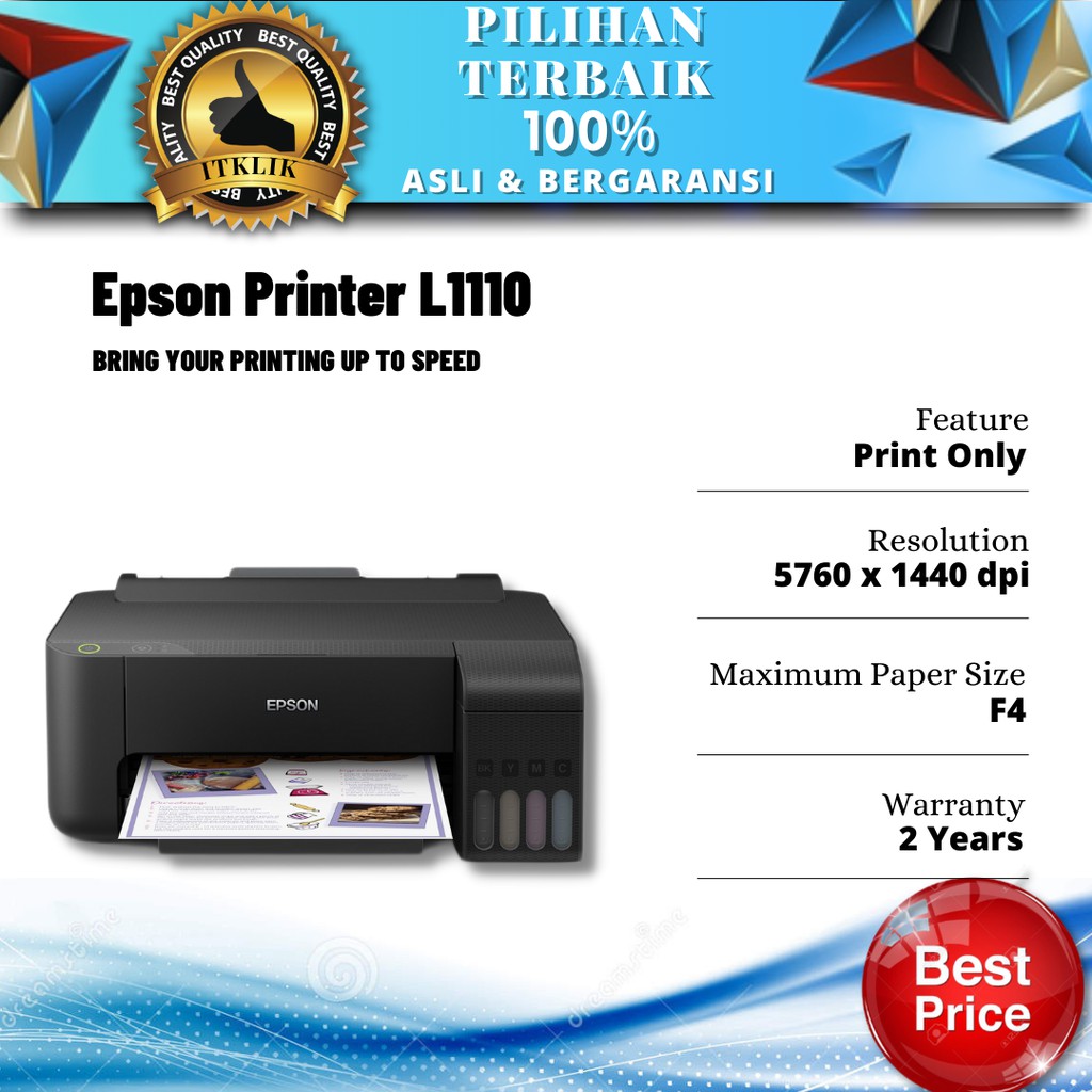 Epson Printer L1110 Print Only Printer Murah Printer Inkjet Mesin