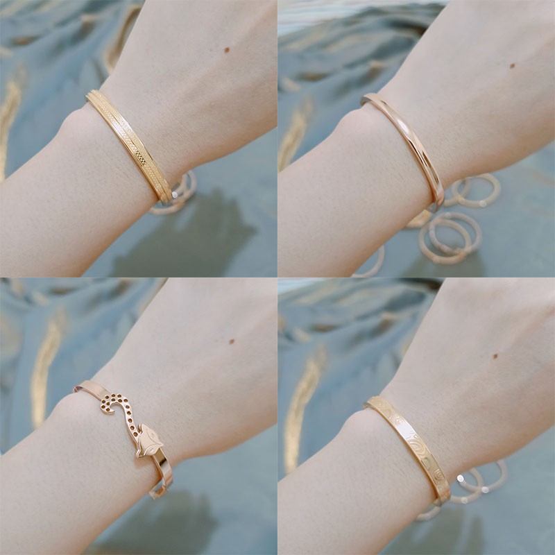 （COD)gelang bangle wanita cewek fashion baja titanium rose gold tidak luntur bagus import murah