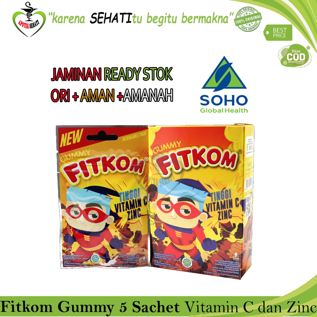 Soho Fitkom Gummy Jelly Persachet Fruit &amp; Veggie Vit C &amp; Zinc Multivitamin Anak