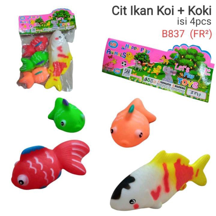 B 837 - Mainan bayi Saat Mandi Boneka Ikan Koi Besar + Koki 3 pc Bunyi Cit Encit B837