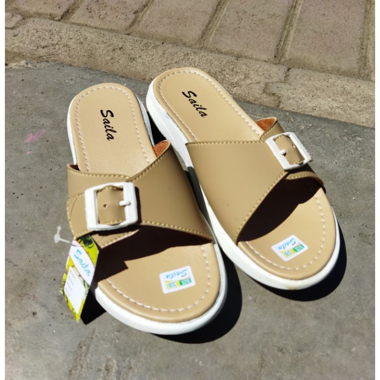 sandal wanita wedges gesper merek saila sol 2cm