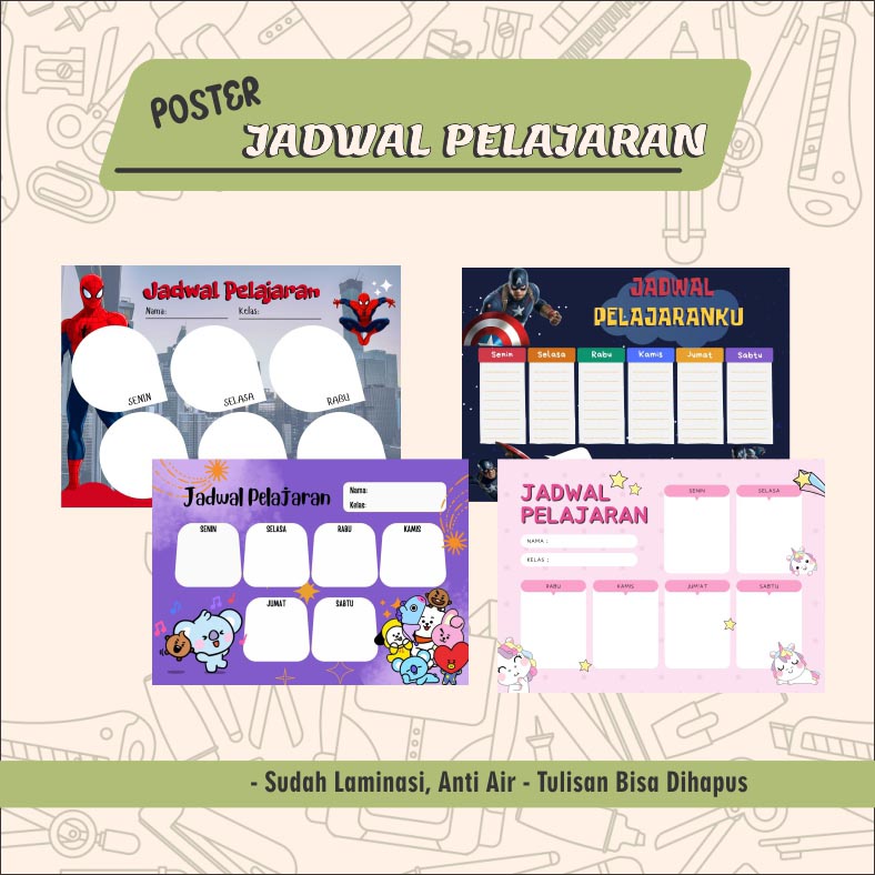 

JADWAL PELAJARAN POSTER UKURAN A4