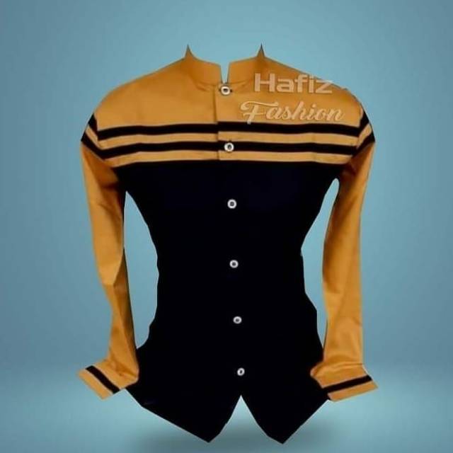 Baju Koko Motif Garis Gold