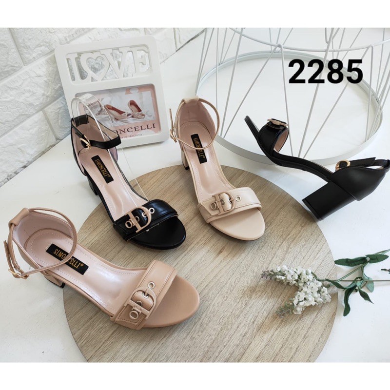 Chunky big heels by Simoncelli D stripe back import sepatu wanita tumit tahu tinggi hak fashion shoe