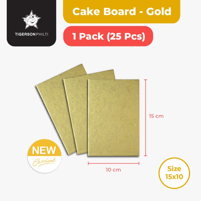 Cake Board/Tatakan Kue/Alas Kue/Bottom Cake Gold 10 x 15 cm