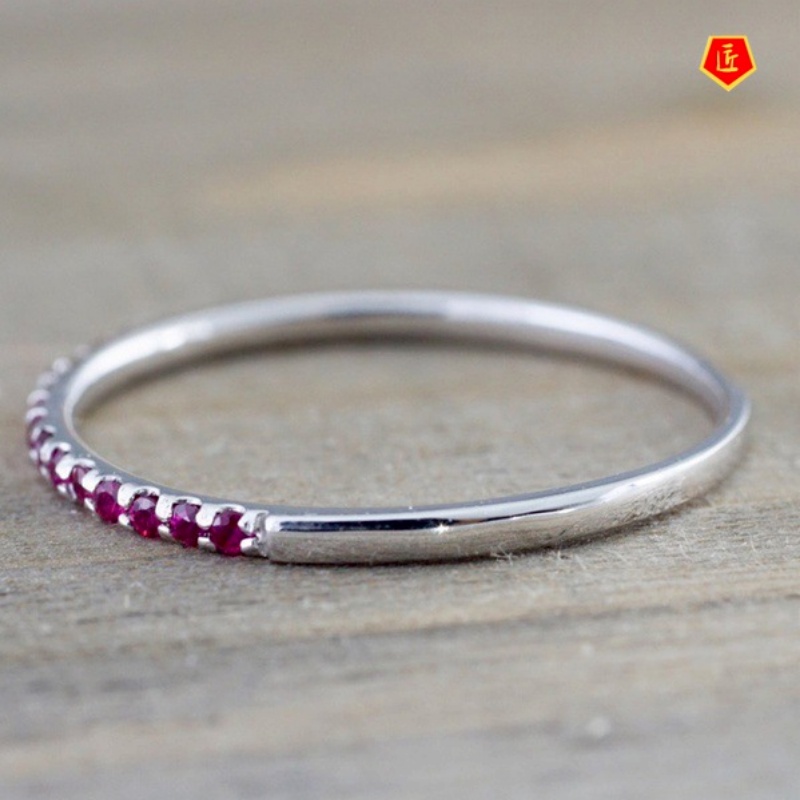 [Ready Stock]Inlaid Moissanite Ring Silver Simple All-Match