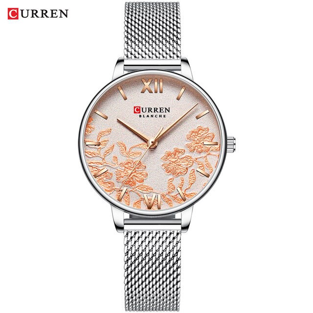 CURREN 9065S Jam Tangan Wanita Analog Stainless Steel Motif Vintage WATCHKITE WKOS