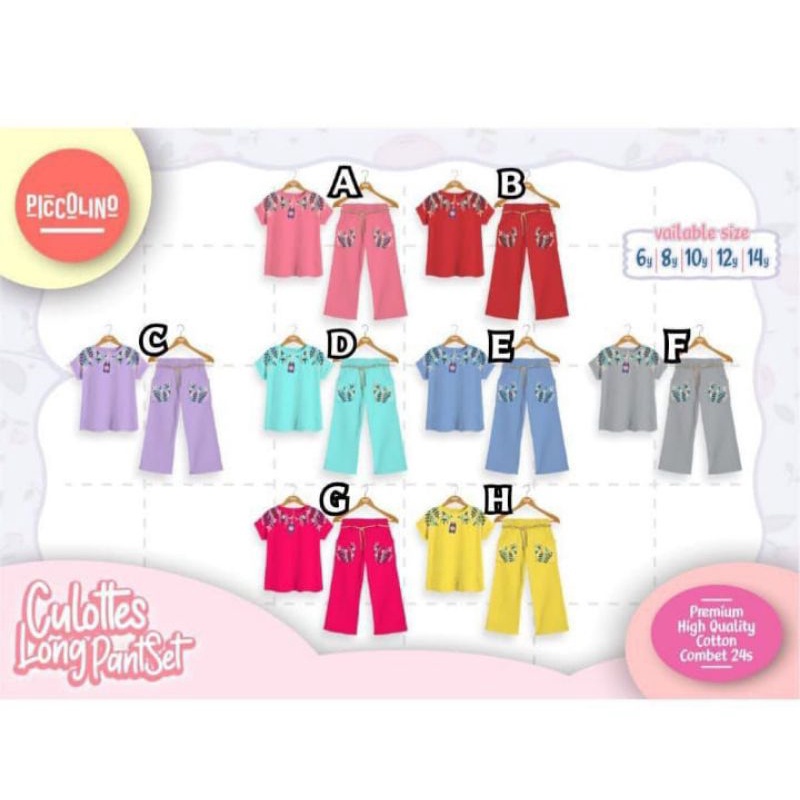 set kulot piccolino/ cullotes long pants set