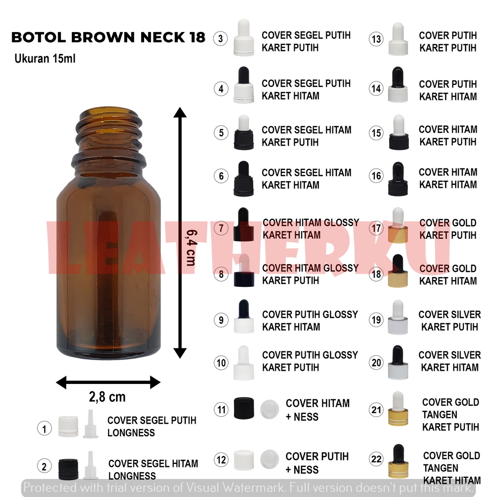 Botol Kaca Pipet Import 15 ML Brown