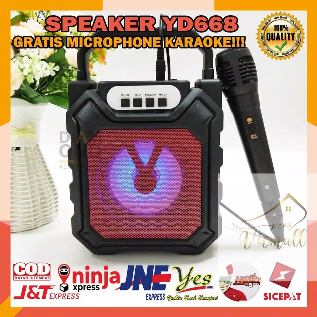 (VCM) GODQUALITY SPEAKER PORTABLE + MIC KARAOKE BLUETOOTH YD668 / SPEAKER MIC