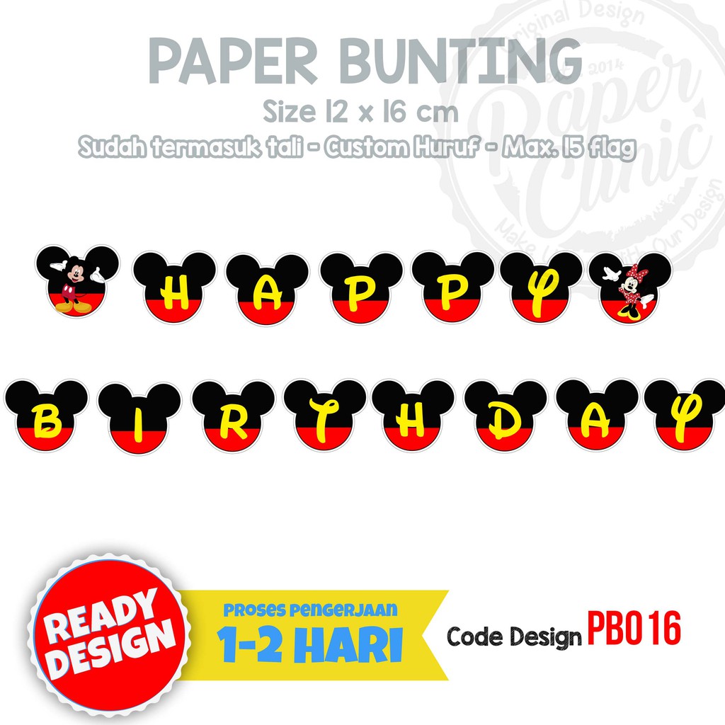 Banner ulang tahun anak laki laki tema mickey mouseperlengkapan birthday decoration spanduk ultah
