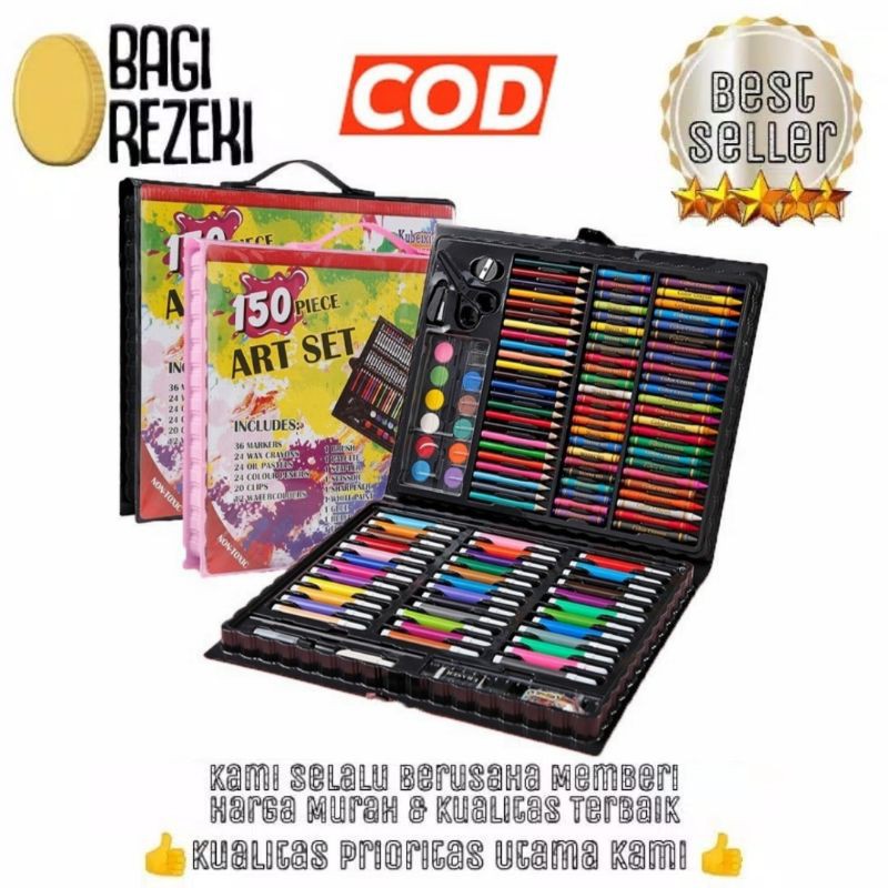 

150 PCS Art Set Pensil Warna Crayon Full Set Alat Lukis Gulali Books Pencil Menggambar Warna Warni