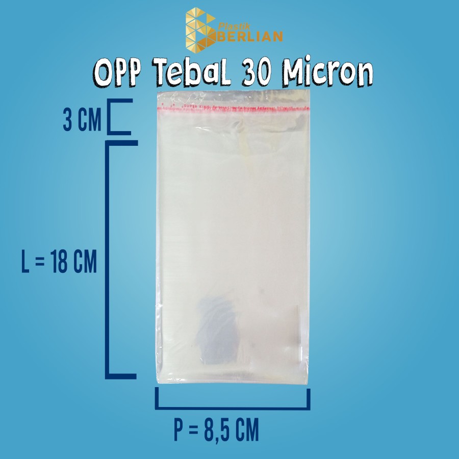 

8,5 X 18 cm Plastik OPP TEBAL 30 MICRON (100 lbr)