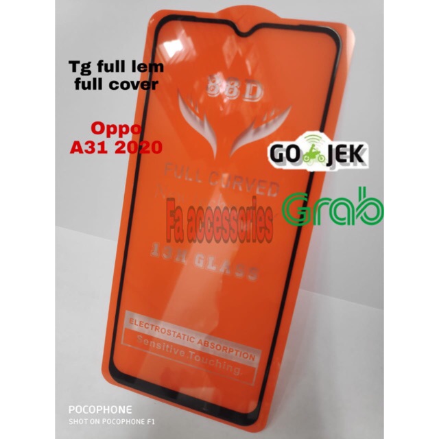 Tempered Glass 5D Full Lem oppo A31 a31 2020 HITAM SCREEN GUARD FULL GLUE