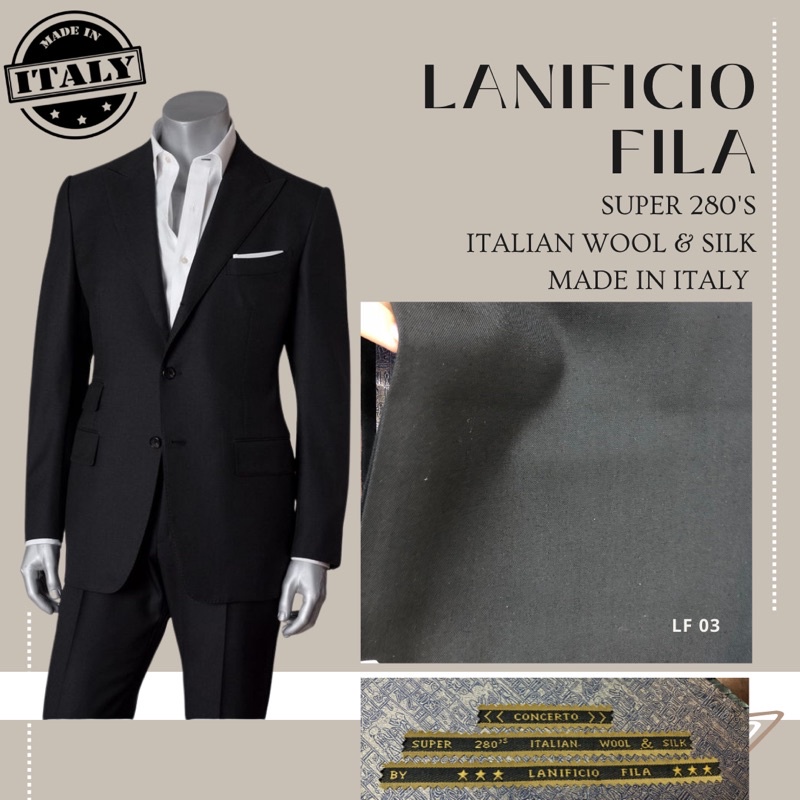 [LF] BAHAN KAIN JAS SUPER 280'S ITALIAN WOOL & SILK / BAHAN KAIN JAS HITAM HALUS / SEMIWOOL JAS FORM