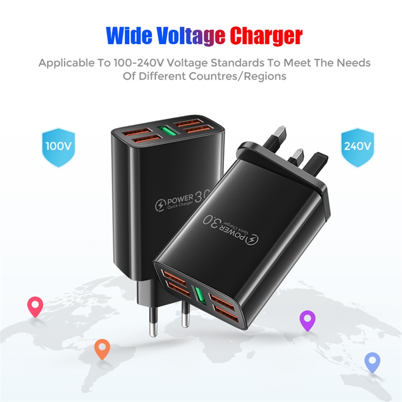 Tk Adapter Charger Dinding 5 Port Usb Qc3.0 5a 48w Fast Charging Untuk Handphone Universal