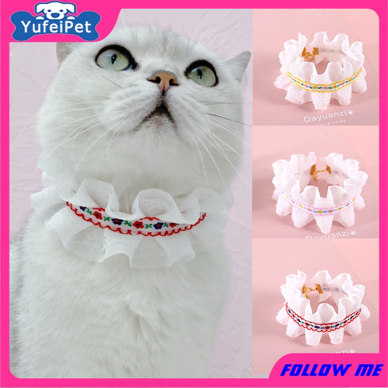 Yufei Kalung Anjingkucing Adjustable Bahan Lace Gaya Lolita Untuk Ulang Tahun