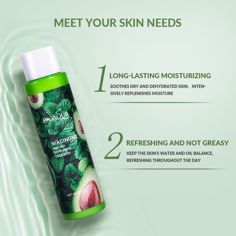 【BPOM】BIOAQUA Avocado Moisturizing Emulsion 200ml | Untuk Kulit Normal-Kombinasi &amp; Dehidrasi