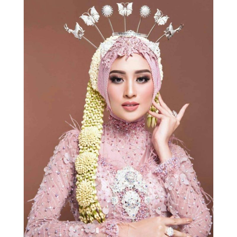 PASHMINA RAJUT GLITTER / TILE PESTA / PASHMINA RAJUT / PASHMINA / HIJAB RIAS PENGANTIN-DUSTY PINK