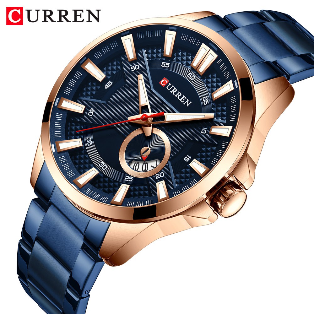 CURREN 8372 Jam Tangan Pria Analog Stainless Steel Chronograph Aktif Luminous Hand WATCHKITE WKOS