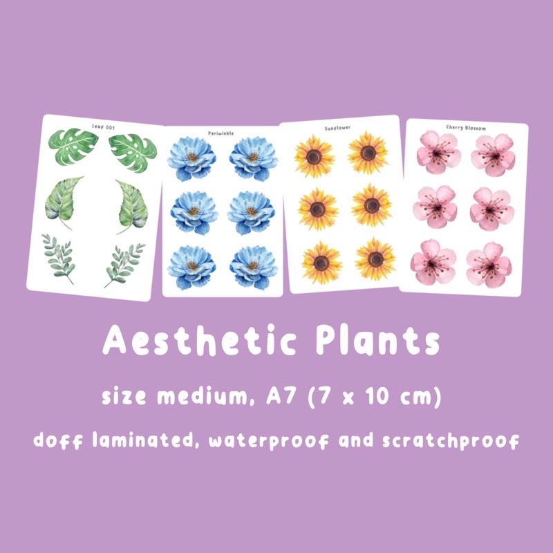 

Deco Stiker Aesthetic Watercolor Plants Leafs Flowers Waterproof