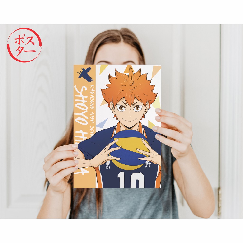 Koleksi Poster Anime Haikyuu A -  Hinata Kageyama Tsukishima Oikawa Kenma Bokuto Atsumu  - Size A4+-Hinata A