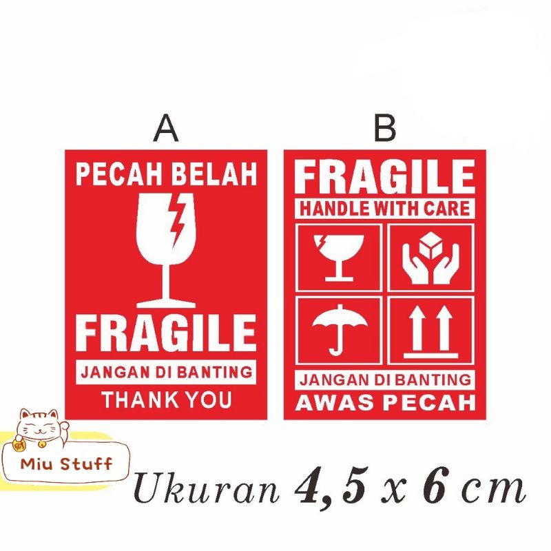 

(min. Beli 50) Sticker Lebel Fragile Jangan Di Banting