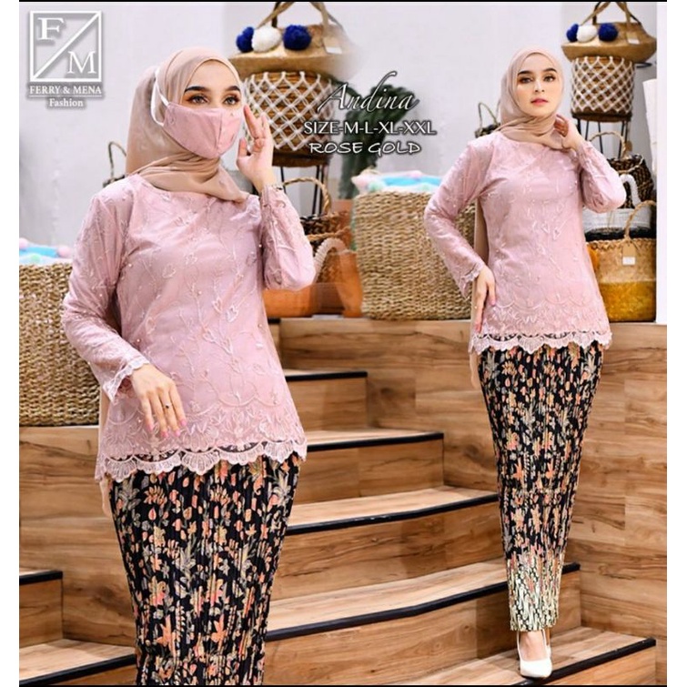 SET BLOUSE ANDINA / KEBAYA BRUKAT / KEBAYA MODERN / OUTFIT BAJU PESTA KEKINIAN / FM