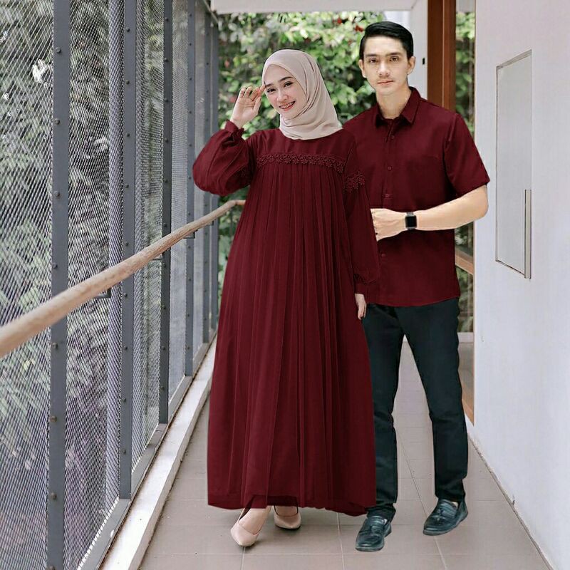 Baju Gamis Lebaran 2021 Couple pasangan Suami Istri Terbaru Termurah Kekinian Pesta Moderen
