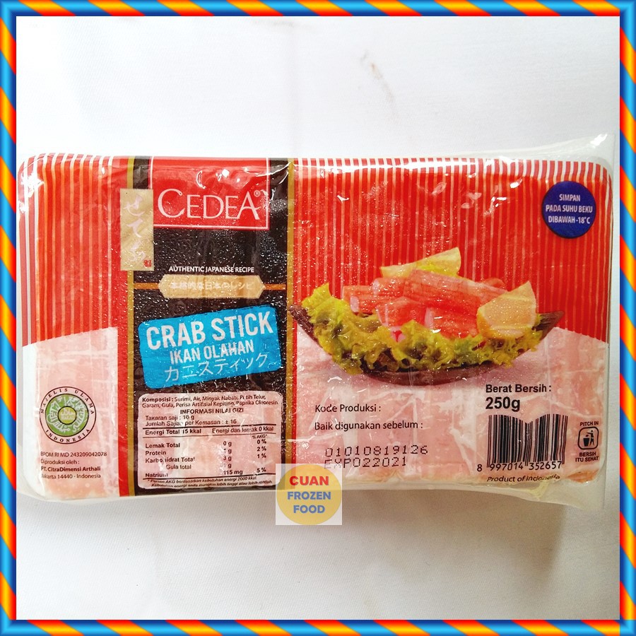 

CEDEA CRAB STIK 250GR COCOK STEAMBOAT TOMYAM CRAB STICK FROZEN FOOD