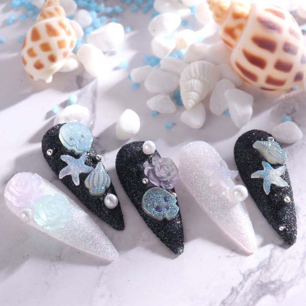 AUGUSTINA Agustina Camellia Kuku Set Perhiasan DIY Resin Manicure Bintang Laut Halloween Neon Kuku Ornamen