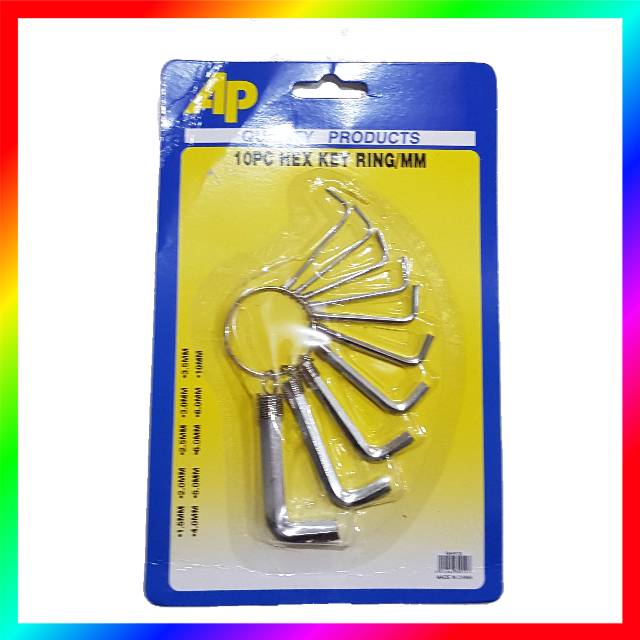 Kunci L pendek SET 10 PCS AP 1.5MM - 10MM