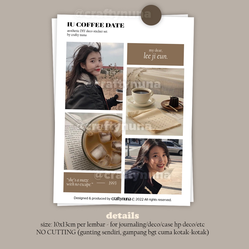 IU &amp; ITZY COFFEE DATES AESTHETIC STICKER SET DIY stiker deco journal vintage estetik girlfriend material gf girlfie