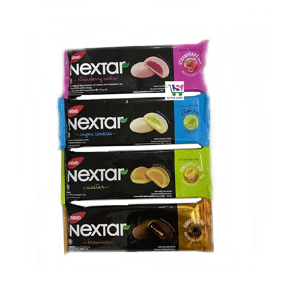 Nabati Nextar Biskuit Kue Strawberry / Nastar Nanas / Choco Brownies 42 Gr  SATUAN